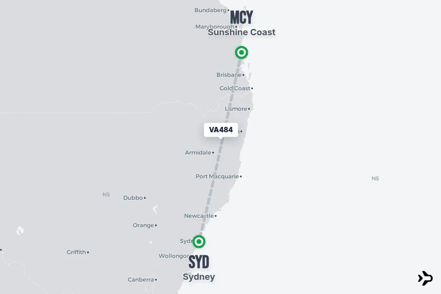 VA484 Virgin Australia Flight Status & Tracker | MCY - SYD