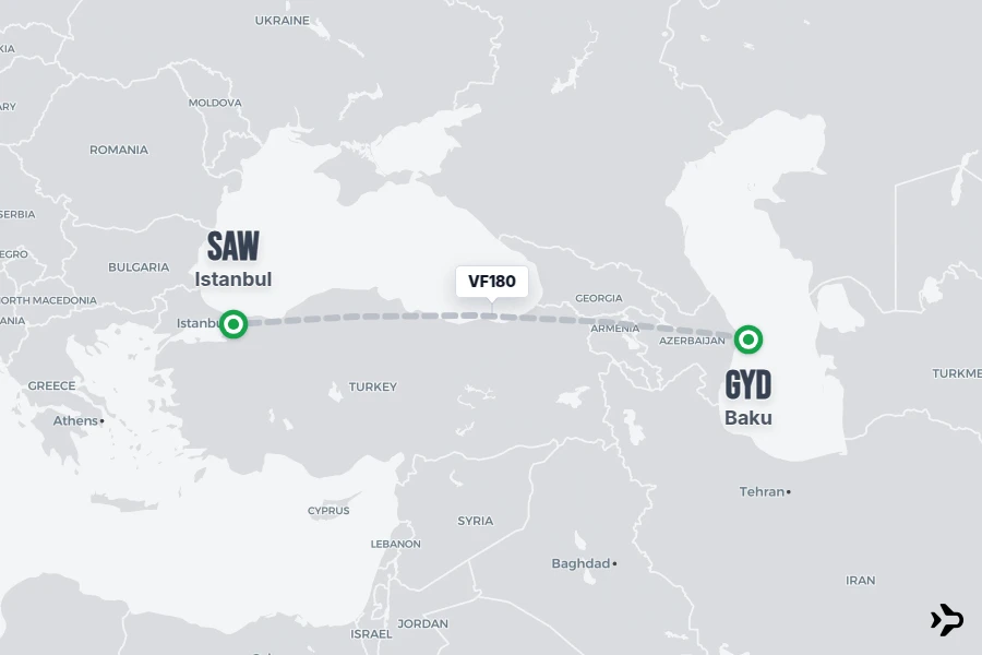 VF180 AJet Flight Status & Tracker | Baku - Istanbul