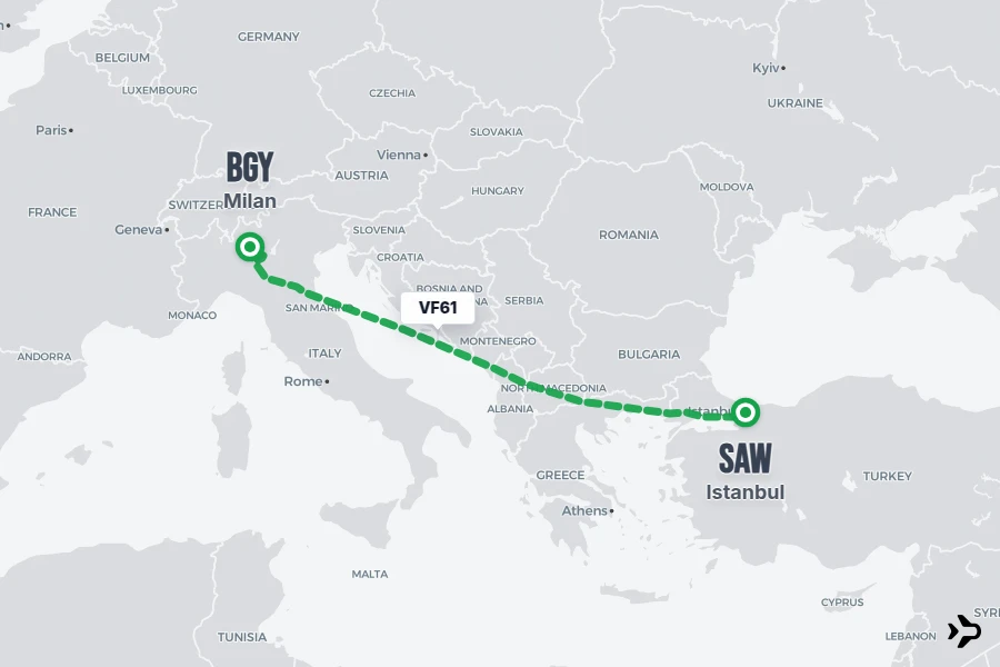 VF61 AJet Flight Status & Tracker | Istanbul - Milan