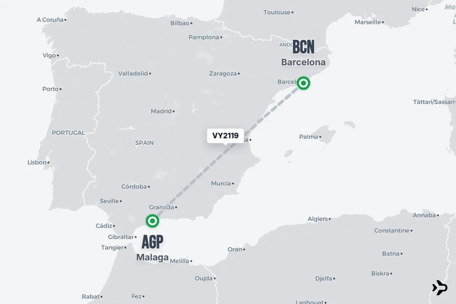 VY2119 Vueling Flight Status & Tracker | Barcelona - Malaga
