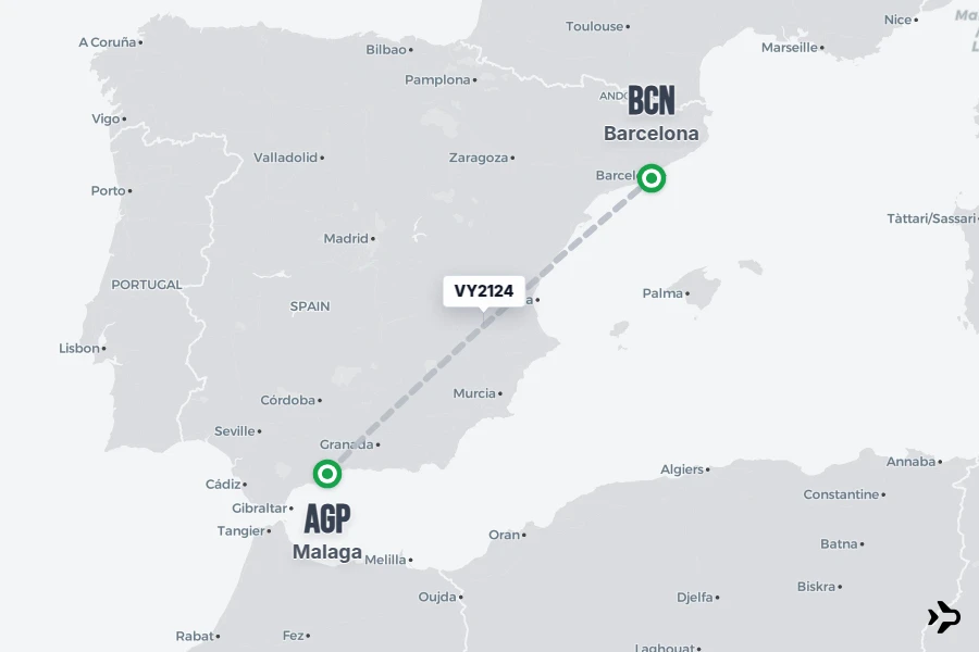 VY2124 Vueling Flight Status & Tracker | Malaga - Barcelona