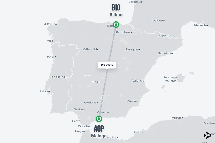 VY2617 Vueling Flight Status & Tracker | Bilbao - Malaga