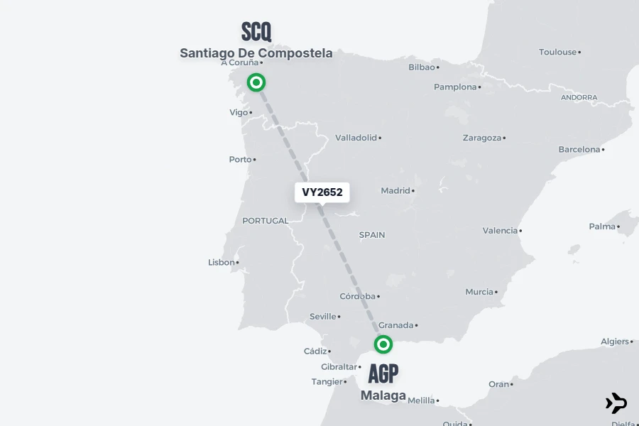 VY2652 Vueling Flight Status & Tracker | SCQ - AGP