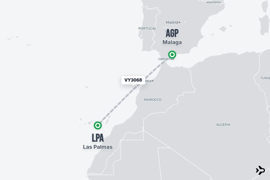 VY3068 Vueling Flight Status & Tracker | Malaga - Las Palmas