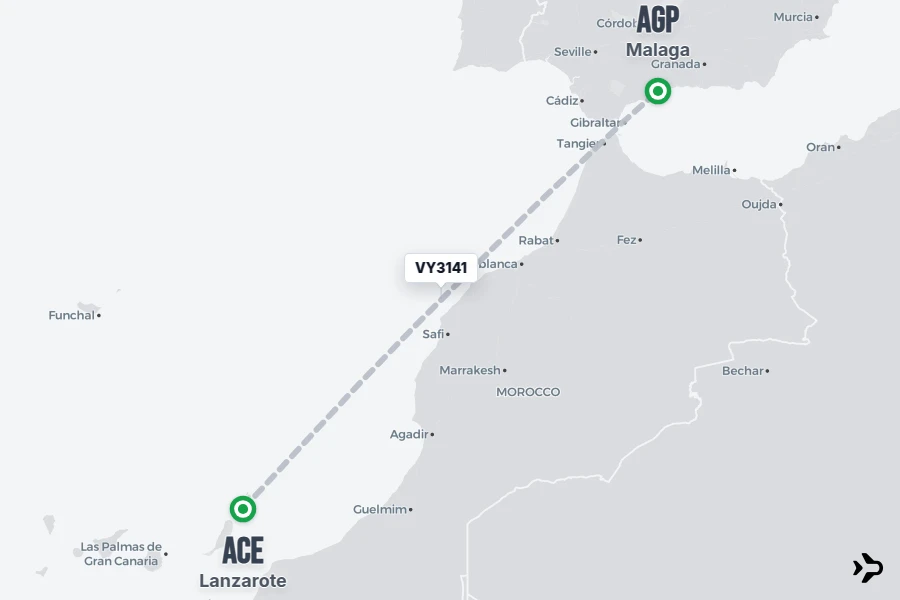 VY3141 Vueling Flight Status & Tracker | Lanzarote - Malaga