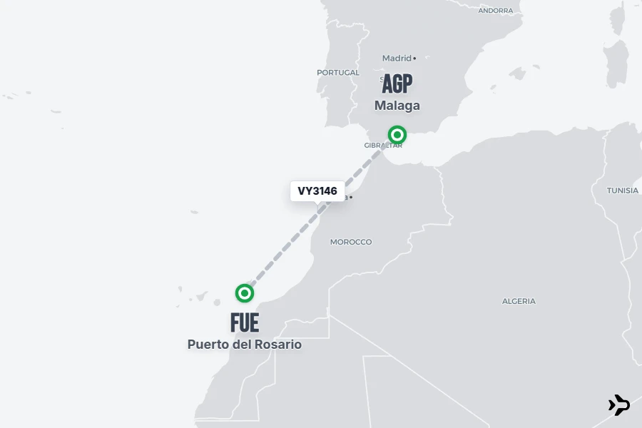 VY3146 Vueling Flight Status & Tracker | AGP - FUE