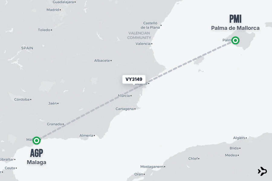 VY3149 Vueling Flight Status & Tracker | PMI - AGP