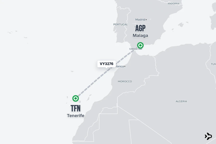 VY3276 Vueling Flight Status & Tracker | Malaga - Tenerife