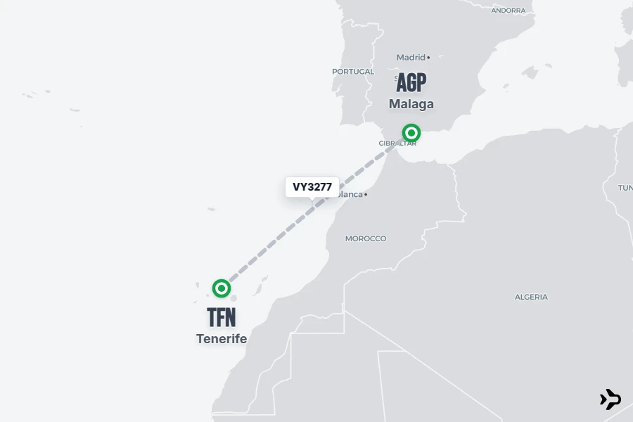 VY3277 Vueling Flight Status & Tracker | Tenerife - Malaga