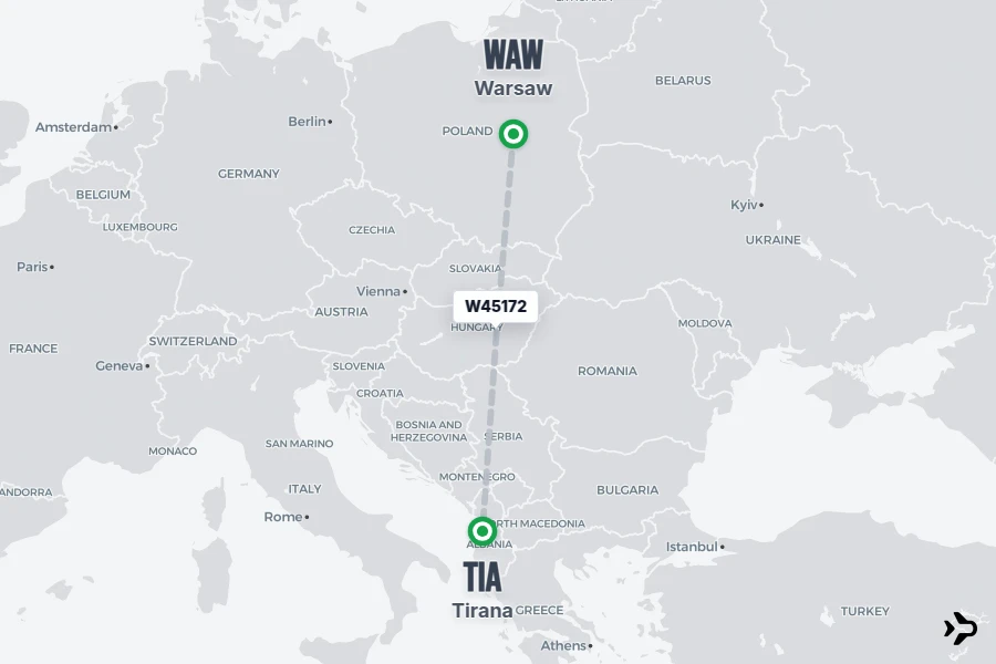 Flt Hit Racking W45172 Wizz Air Malta Flight Status & Tracker | WAW - TIA