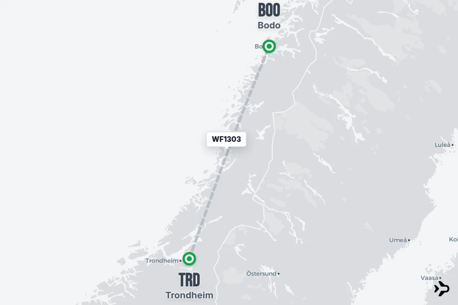 Trd Data WF1303 Wideroe Flight Status & Tracker | Trondheim - Bodo