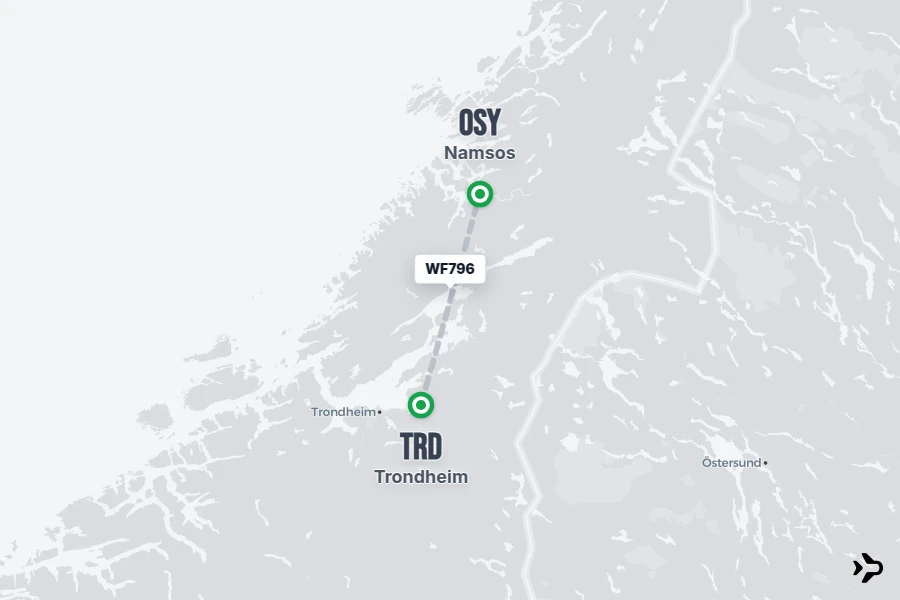 Trd Data WF796 Wideroe Flight Status & Tracker | Trondheim - Namsos