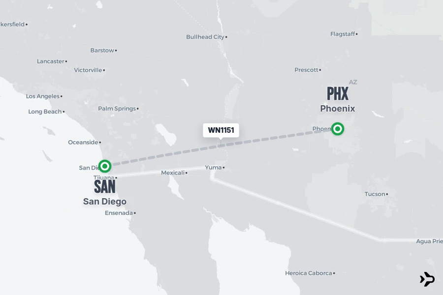Flight Rime WN1151 Southwest Flight Status & Tracker | PHX - SAN