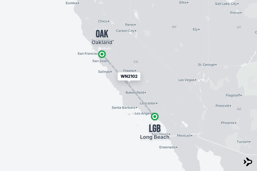 Flight Rime WN2102 Southwest Flight Status & Tracker | OAK - LGB