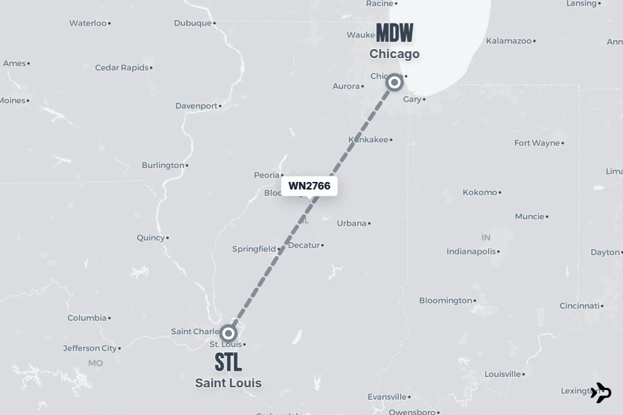 WN2766 Southwest Flight Status & Tracker | MDW - STL