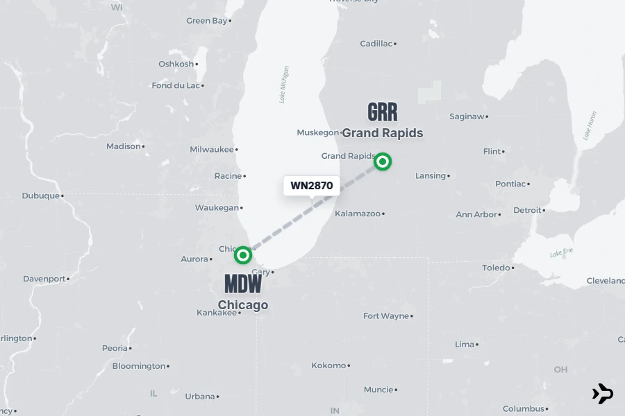 2870 WN2870 Southwest Flight Status & Tracker | MDW - GRR
