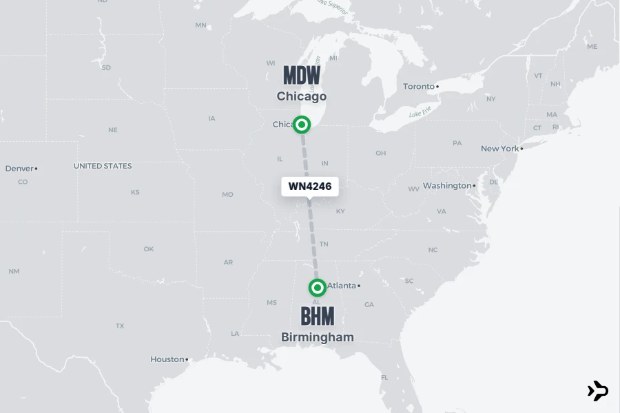 WN4246 Southwest Flight Status & Tracker | MDW - BHM