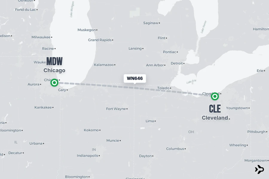 Cle 646 WN646 Southwest Flight Status & Tracker | MDW - CLE