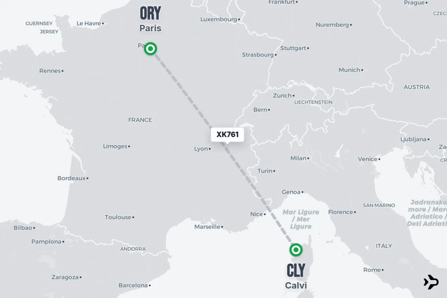 XK761 Air Corsica Flight Status & Tracker | Paris - Calvi