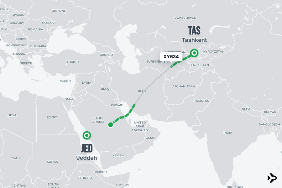 XY634 Flynas Flight Status & Tracker | Tashkent - Jeddah