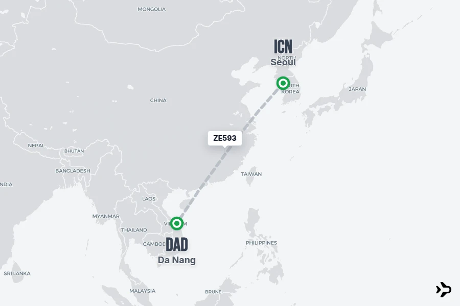 Flight 5 ZE593 Eastar Jet Flight Status & Tracker | Seoul - Da Nang