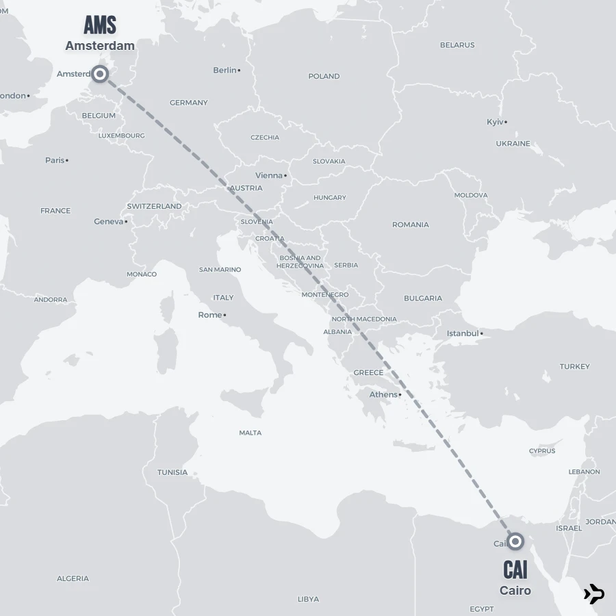 Flight 5 Amsterdam to Cairo flights | Flightinformation.com