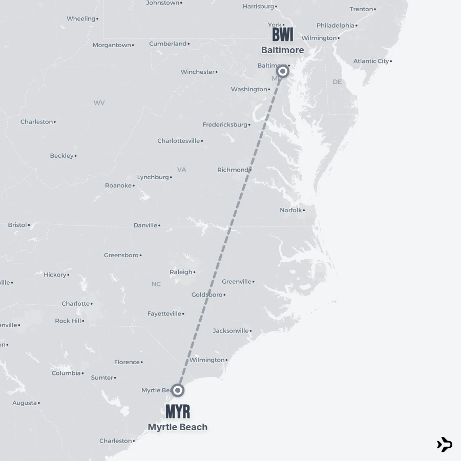 Baltimore to Myrtle Beach flights | Flightinformation.com