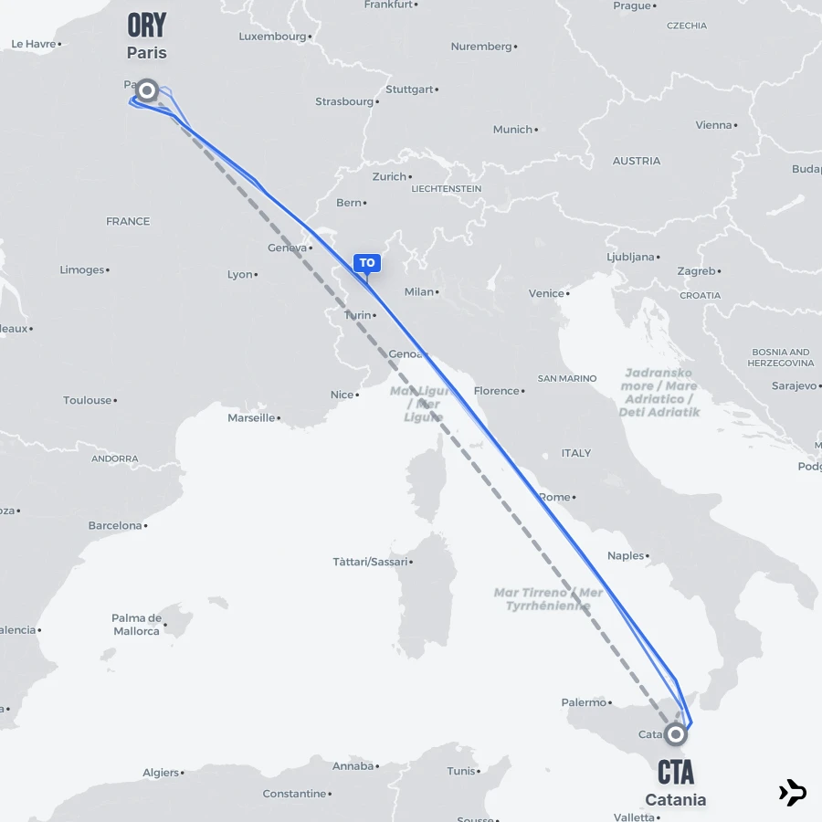 Flight 5 Catania to Paris flights | Flightinformation.com