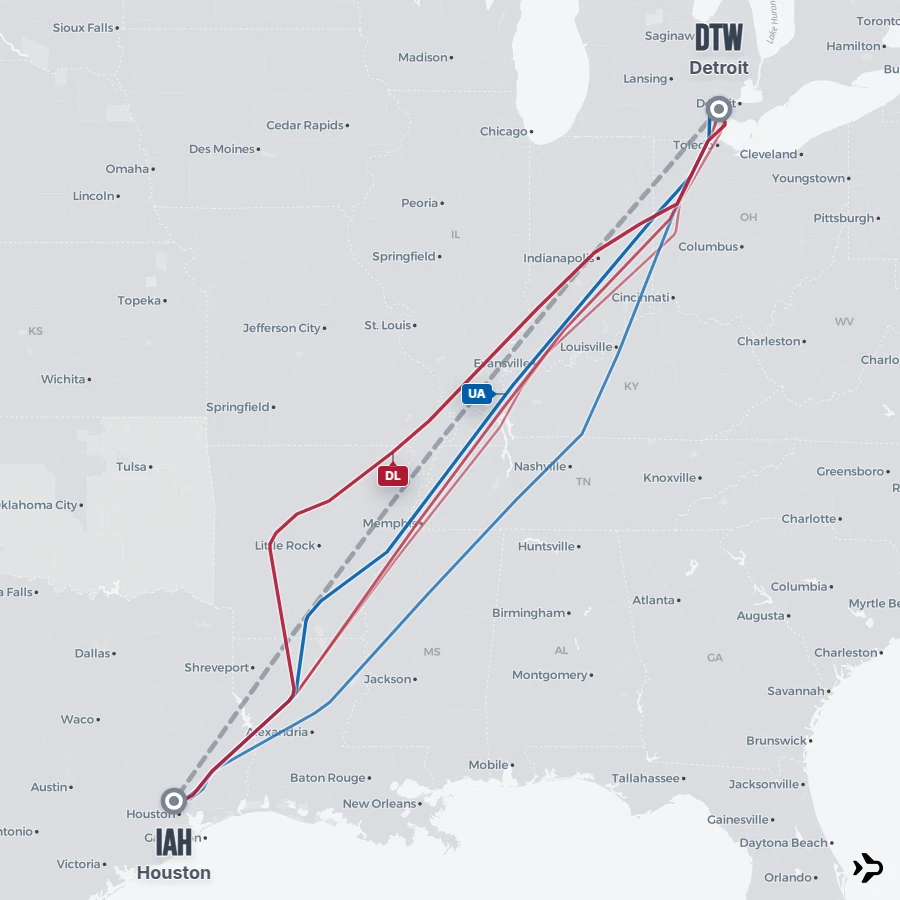 Click On Detroit Detroit to Houston flights | Flightinformation.com