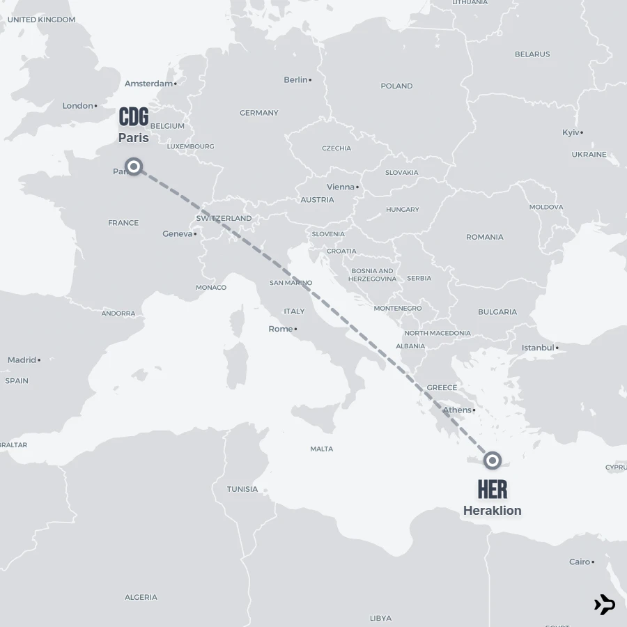 Flight 5 Heraklion to Paris flights | Flightinformation.com