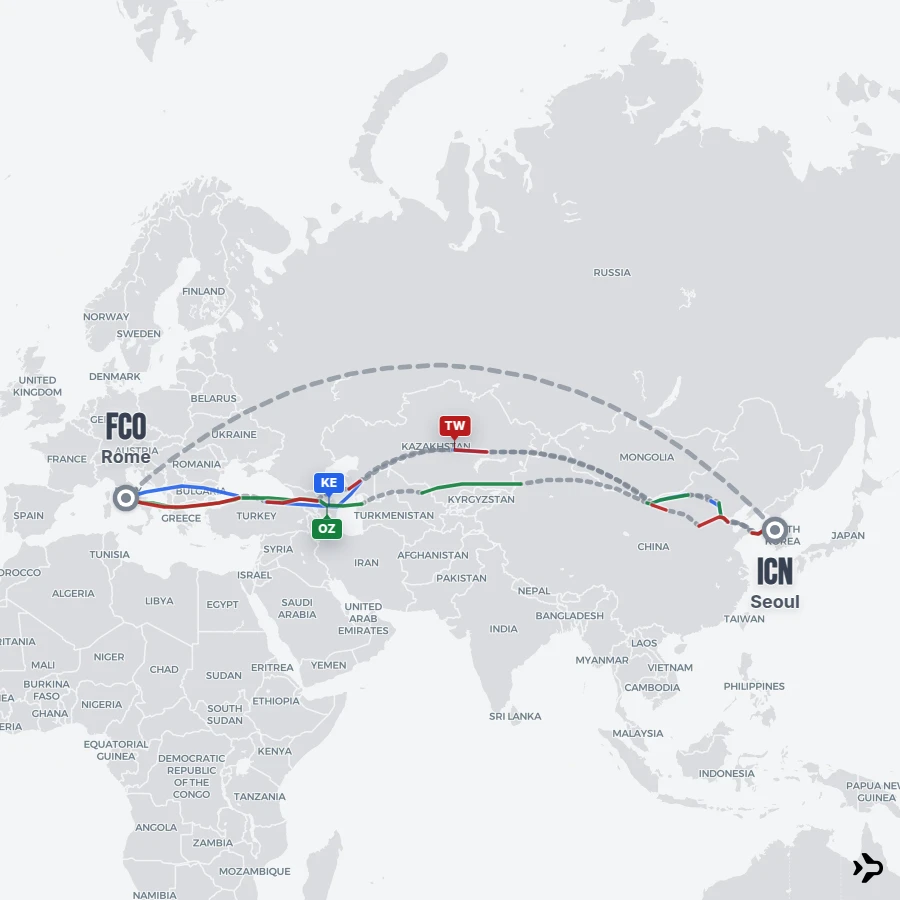 Flying To Rome Seoul to Rome flights | Flightinformation.com