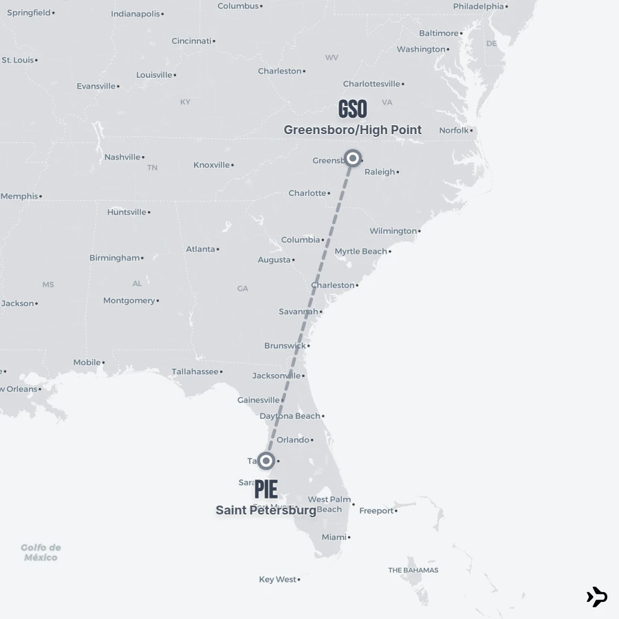 Pieroute Saint Petersburg to Greensboro/High Point flights | Flightinformation.com